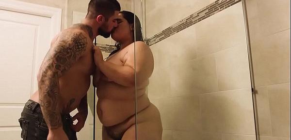  Gorgeous BBW Karla Lane was pleasuring her self in the shower then her handsome hubby joins her and gave her an awesome wet and wild sex.